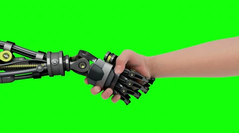 Shake hands with a robot. Stock Footage 32226241