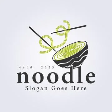 Shake noodle logo vector illustration design, noodle bowl icon symbol templ.. Stock Illustration