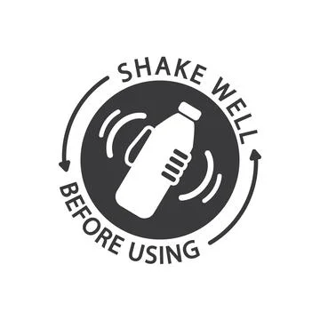 Shake well before using, label, icon, vector. Stock Illustration