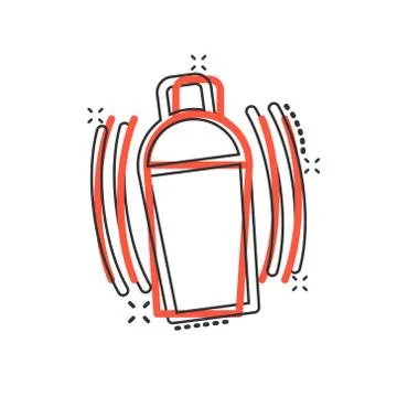 Shaker cocktail icon in comic style. Alcohol bottle cartoon vector illustrati Stock Illustration