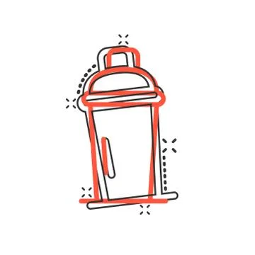 Shaker cocktail icon in comic style. Alcohol bottle cartoon vector illustrati Stock Illustration