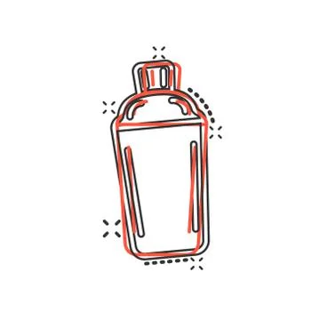 Shaker cocktail icon in comic style. Alcohol bottle cartoon vector illustrati Stock Illustration