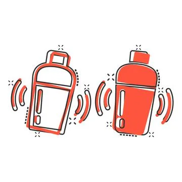 Shaker cocktail icon in comic style. Alcohol bottle cartoon vector illustrati Stock Illustration