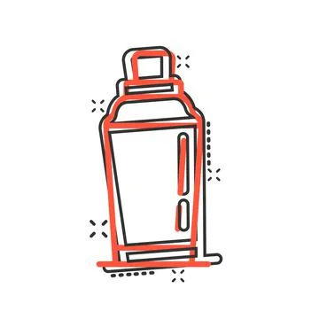 Shaker cocktail icon in comic style. Alcohol bottle cartoon vector illustrati Stock Illustration
