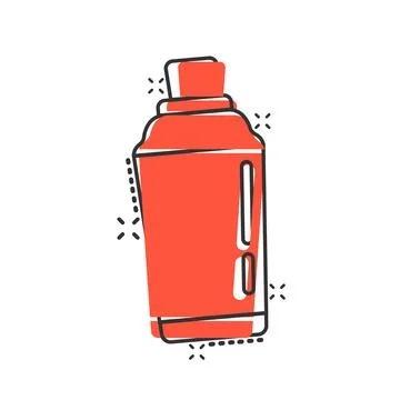 Shaker cocktail icon in comic style. Alcohol bottle cartoon vector illustrati Stock Illustration