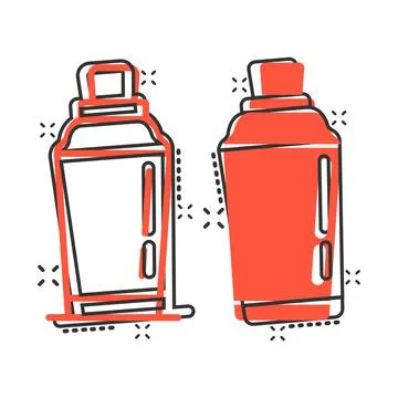 Shaker cocktail icon in comic style. Alcohol bottle cartoon vector illustrati Stock Illustration