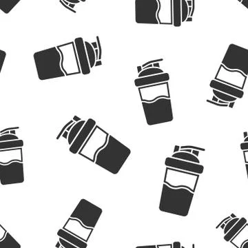 Shaker icon seamless pattern background. Sport bottle vector illustration on  Stock Illustration