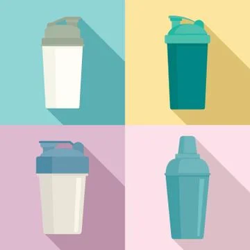 Shaker icons set, flat style Stock Illustration