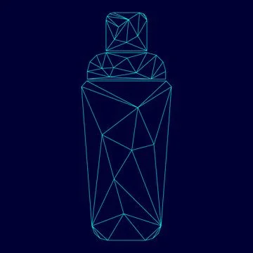 Shaker low poly triangulation triangulated polygonal electric cyan blue vibra Stock Illustration