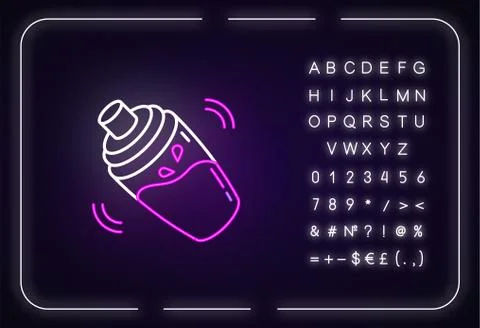 Shaker neon light icon. Outer glowing effect. Sign with alphabet, numbers and Illustrazione stock