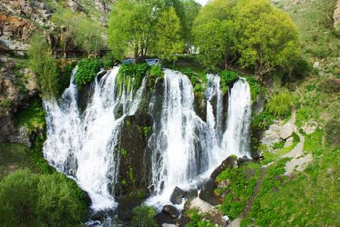 Shaki waterfall in spring Stock Photos