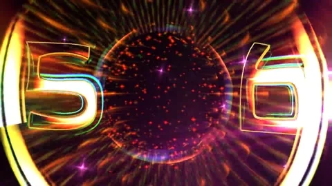 Shaking 4k glowing lights circles with countdown number Stock Footage 260771925
