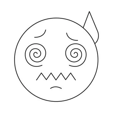 Shaking and Shivering Face Vector Line Drawing for Sickness and Cold Fever .. Stock Illustration