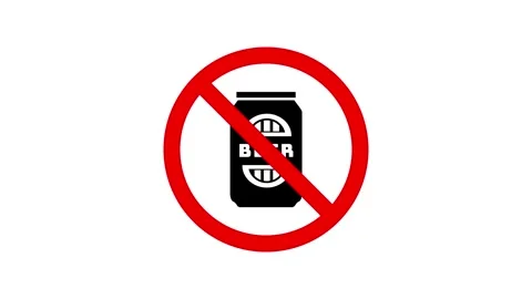 Shaking ’beer can’ appears, followed by a No Symbol stroke crossing it out. Stock Footage 313019644