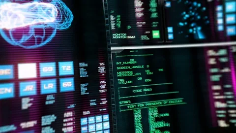 Shaking camera observing futuristic interface/Digital screen Stock Footage 82196693