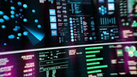 Shaking camera observing futuristic interface/Digital screen Stock Footage 82218699