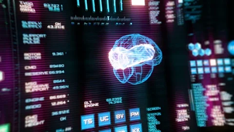 Shaking camera observing futuristic interface/Digital screen Stock Footage 82229849