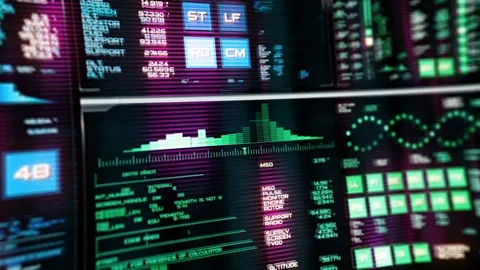 Shaking camera observing futuristic interface/Digital screen Stock Footage 82243898