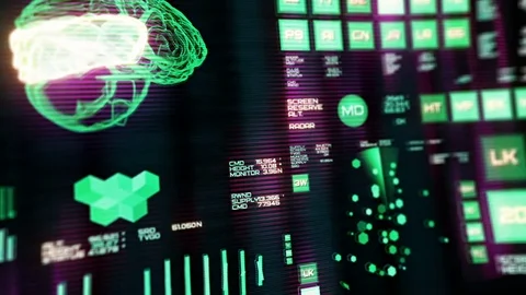 Shaking camera observing futuristic interface/Digital screen Stock Footage 82251791