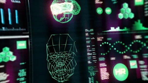 Shaking camera observing futuristic interface/Digital screen Stock Footage 82270712