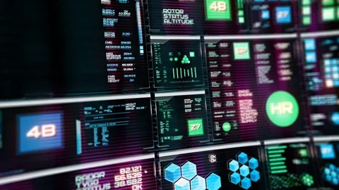 Shaking camera observing futuristic interface/Digital screen Stock Footage 82272976