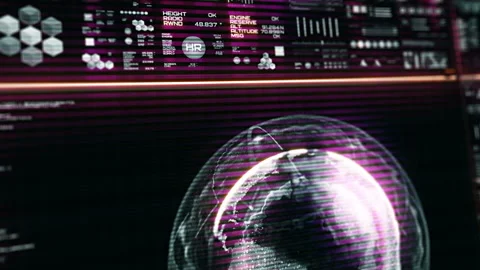 Shaking camera observing futuristic interface/Digital screen Stock Footage 85790204