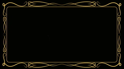 Shaking frame from a vintage film. Patterned golden frame in the style of old Stock Footage 265017591
