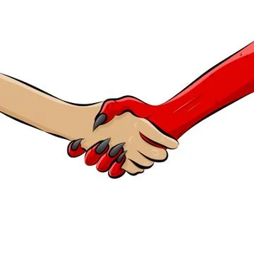 Shaking hands with the devil. Stock Illustration