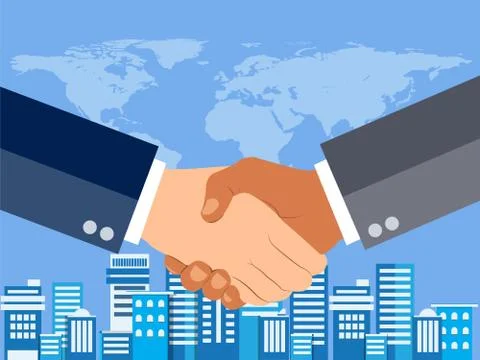 Shaking hands flat design concept. Handshake, business agreement. partnership Stock Illustration