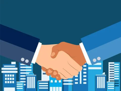 Shaking hands flat design concept. Handshake, business agreement. partnership Stock Illustration