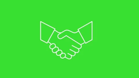 Shaking hands icon on green screen animation (Chroma key) Stock Footage 312945812