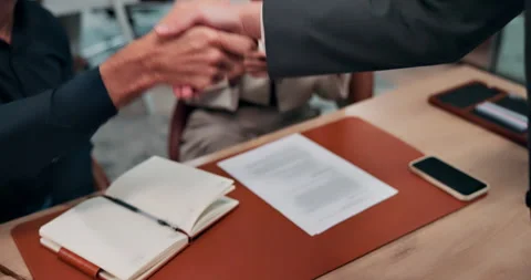 Shaking hands, interview or hiring with business people in office, onboarding Stock Footage 341457544
