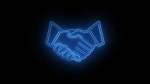 Shaking hands neon blue light animation motion Vidéo 330512238