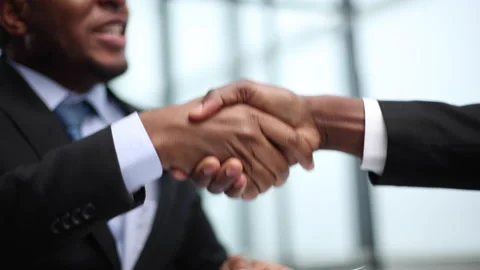 Shaking hands with real estate agent in the office. Stock Footage 237849692