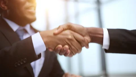 Shaking hands with real estate agent in the office. Stock Footage 248746553