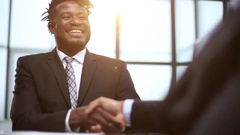 Shaking hands with real estate agent in the office. Stock Footage 248746748