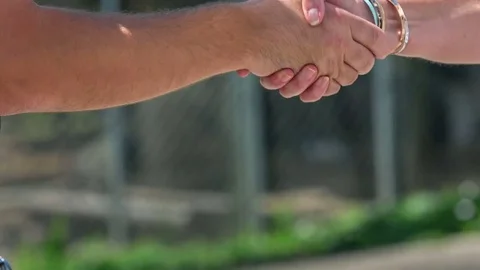 Shaking hands with someone and giving him the car keys Stock Footage 78219618