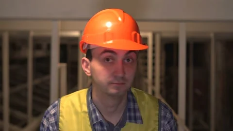 Shaking Head to Reject, No by Worker or Engineer or architect on construction 스톡 동영상 89085498