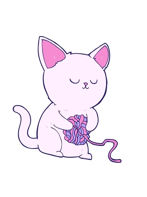 Shaking motion animation of cartoon cat playing with ball of yarn 库存影片 324043562