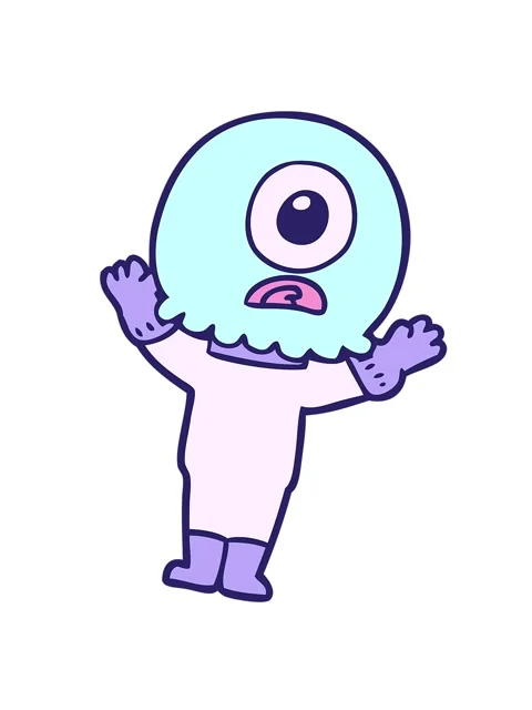 Shaking motion animation of cartoon cyclops alien spaceman Stock Footage 324378916