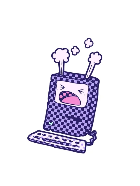 Shaking motion animation of cartoon overheating computer Stock Footage 324334769