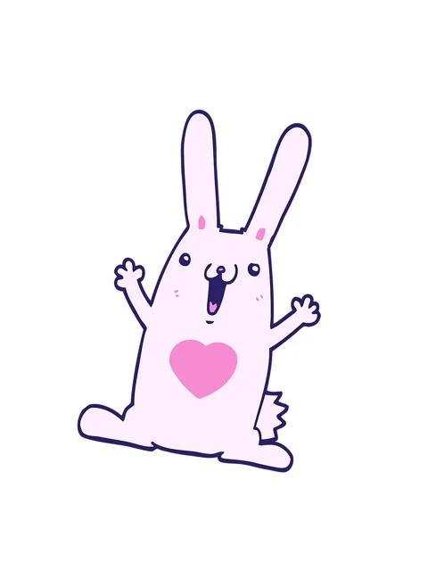 Shaking motion animation of cartoon rabbit with love heart Stock Footage 324269490