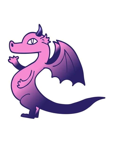 Shaking motion animation of cute vector gradient illustration cartoon dragon Stock Footage 324385985
