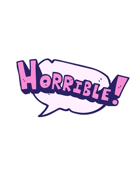 Shaking motion animation of freehand drawn speech bubble cartoon word horribl Stock Footage 324370072