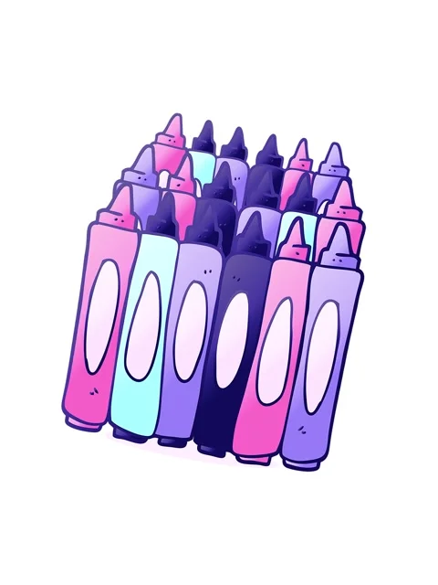 Shaking motion animation of freehand drawn cartoon crayons Stock Footage 324415802
