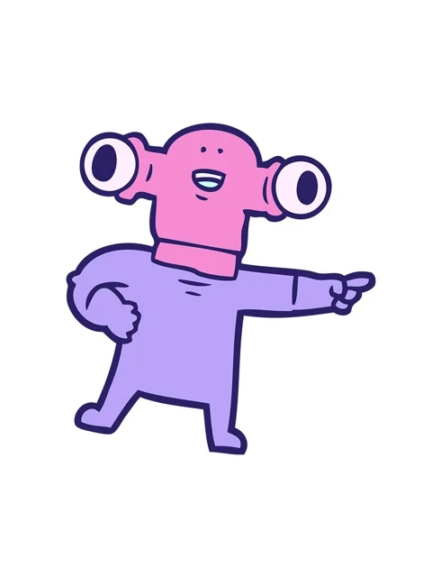 Shaking motion animation of friendly cartoon alien pointing Stock Footage 324427039