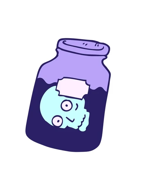 Shaking motion animation of hand drawn doodle style cartoon head in jar Stock Footage 324247335