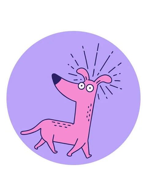 Shaking motion animation of icon of a tattoo style surprised dog Stock Footage 324153938