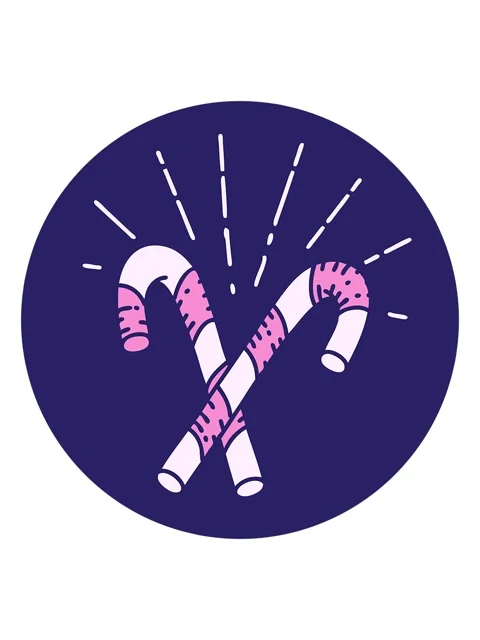 Shaking motion animation of icon of a tattoo style candy canes design Stock Footage 324336094