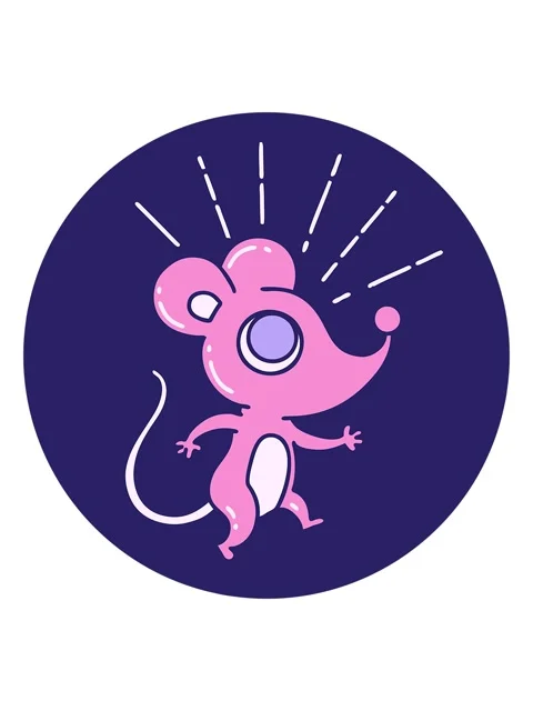 Shaking motion animation of icon of a tattoo style mouse character Stock Footage 324433393